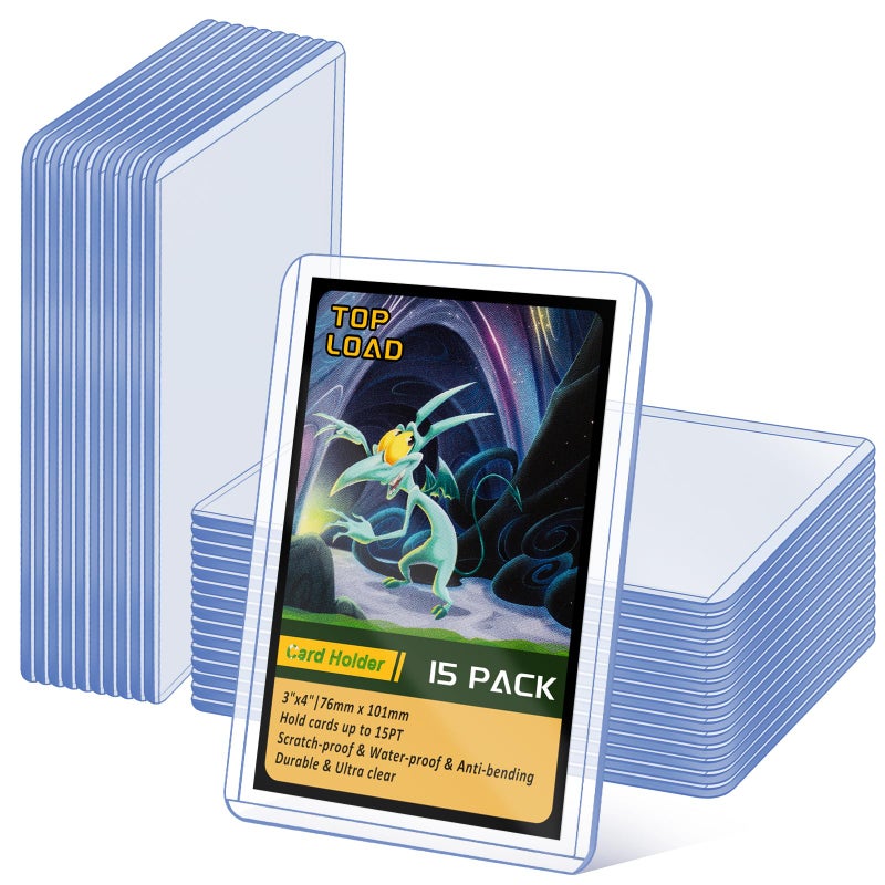 Maileto 15 Pack Top Loads for Cards 3""x4"" Hard Plastic Card Sleeves Baseball Card Protectors Hard Plastic Sports Card Holder for Trading Cards  Baseball Cards  Game Cards - Image 1